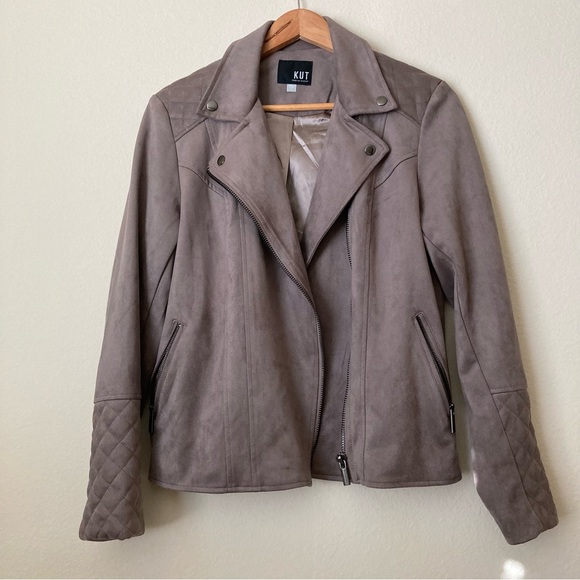 Kut from the Kloth Tan Faux Suede Moto Jacket - Picture 6 of 10